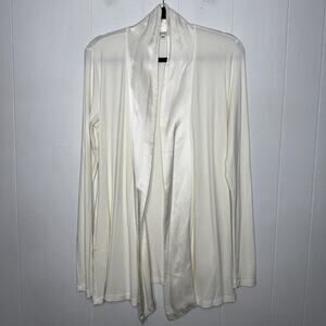 Pj Harlow Women’s Shelby Cardigan Robe Satin Trim Ivory White Size Small